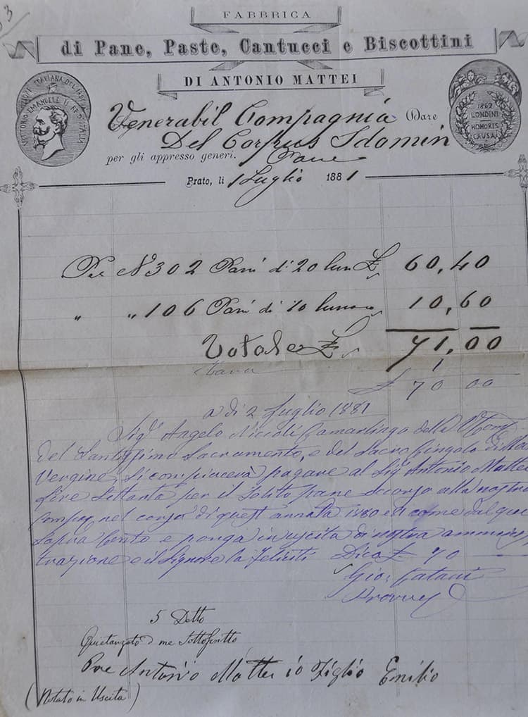 Documento di vendita del 1881 siglato da Emilio per conto del padre