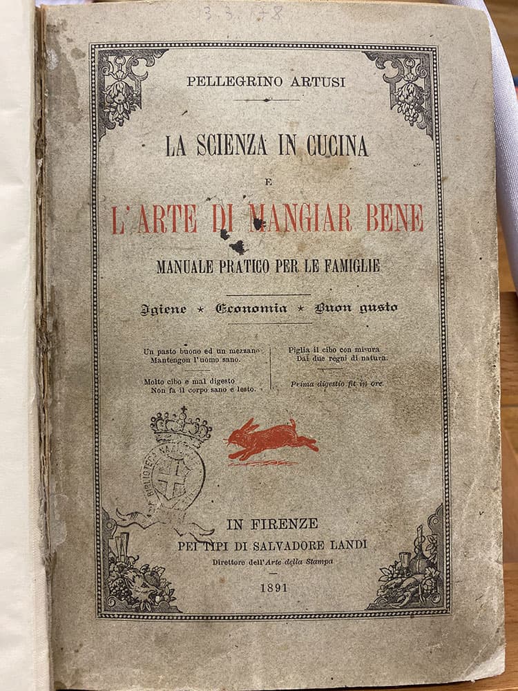 Frontespizio del libro "La scienza in cucina e l'arte di mangiar bene" 1&deg; ed.